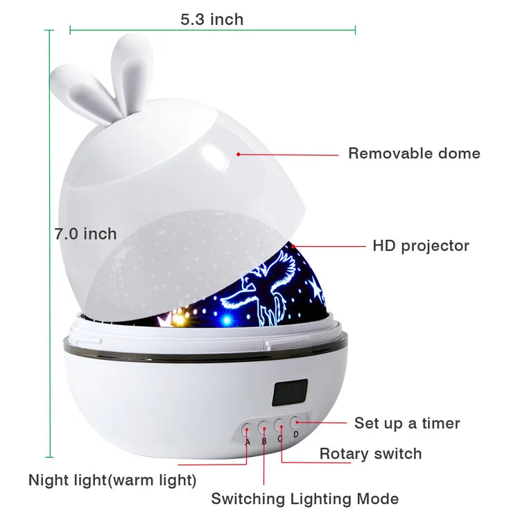 Unicorn Star Dream Rotating Projection Lamp Usb Projection Led Night Lights for Baby Kids