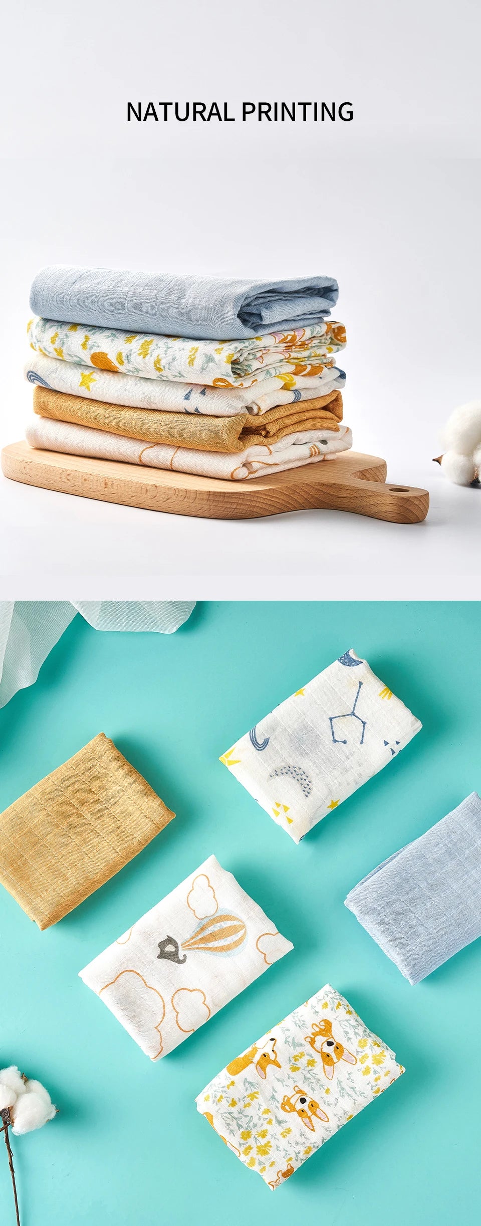 Kangobaby #My Soft Life# 60x60 All Season Multifunctional Baby Bib 5pcs Pack Newborn Brup Cloth Set