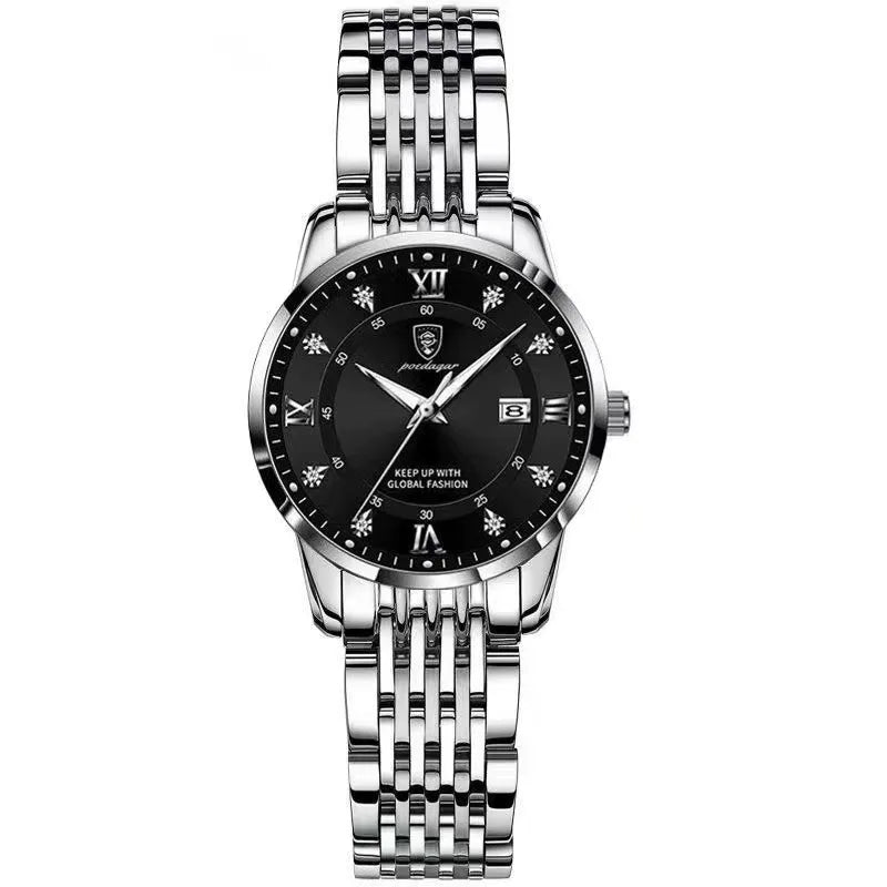 POEDAGAR 268 Casual Gold Wrist Watch Luxury Waterproof Luminous Ladies Stainless Steel Leather Quartz Watch for Women Girl Reloj