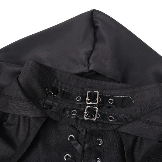 2025 Vintage Euro-American Medieval Wizard Cosplay Costume, Halloween Gothic Hooded Wizard Death Cloak Cape Unisex ,Plus Size