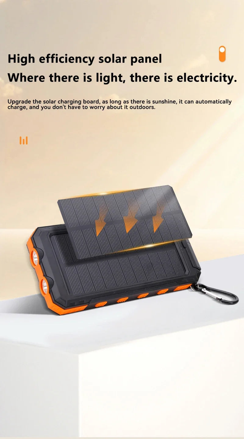 200000mAh Solar Power Bank Portable Large Capacity Charger Compatible with IOS Android USB-A and USB-C Fast Charging