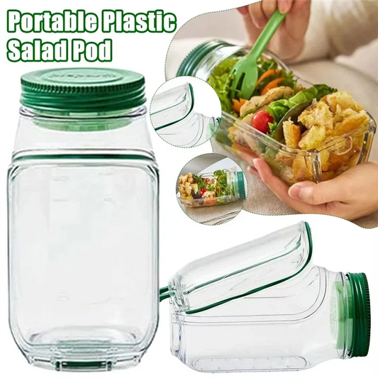 Leakproof Salad Container Plastic Salad Pod Portable Breakfast Fruit Storage Box Keep Fresh Organizer for Picnic Home Office