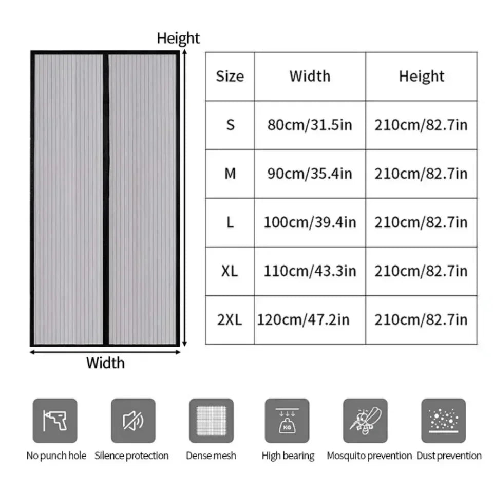 Anti Mosquito Magnetic Door Screen Invisible Mesh Curtain No Punching Auto Closing Insect Fly Bug Protector for Bedroom Entry