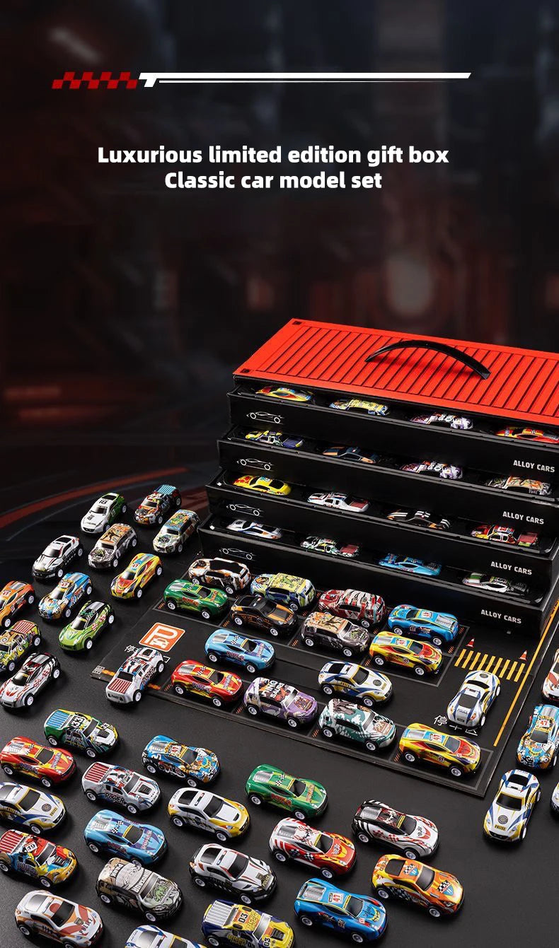 48pcs alloy cars, racing car models, children's toy cars, tin cars, racing car models, classic car models, Christmas g