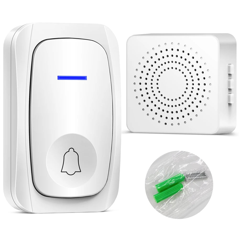 USB Wireless Doorbell Waterproof Welcome Chime Home Door Bell Intelligent Three-speed volume 38 Songs Smart Melodies Alarm