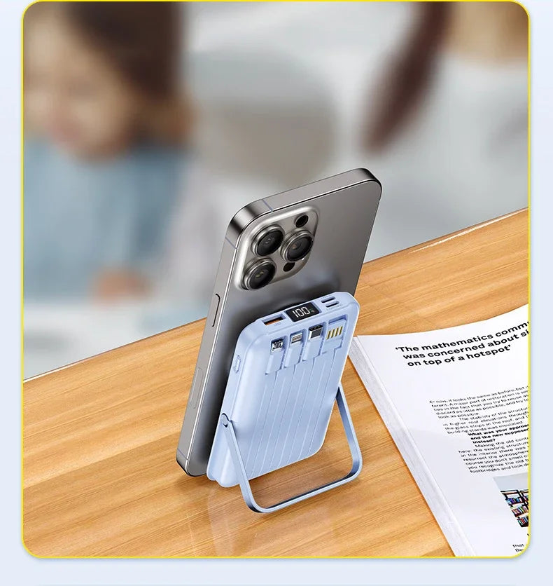 New 200000mAh Magnetic Wireless Power Bank with Phone Holder Portable Charger Fast Charging Battery for IPhone Magsafe PowerBank