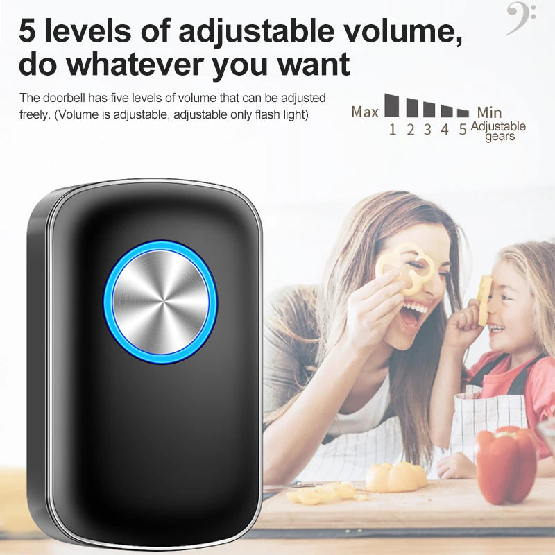 Smart Wireless Doorbell Family Door Bell Chime Kit 300M/1000Ft Long Distance 60 Songs Intelligent Doorbell Kit US EU Plug