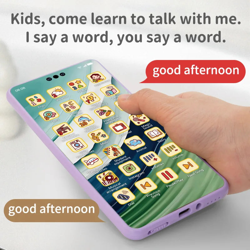 Kids Smart Simulation Phone Toy Rechargeable Touchscreen Early Education Learning Machine Light Music Educational Toy