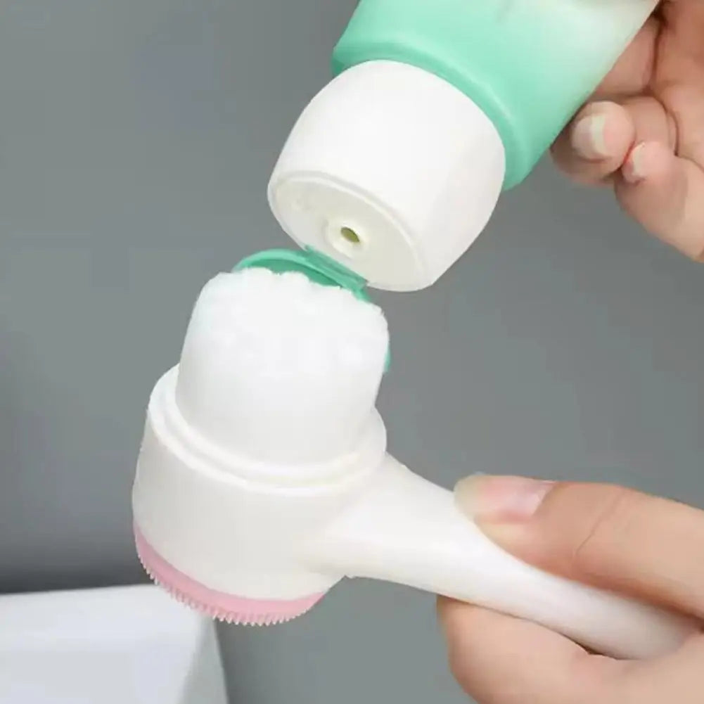 3D double sided silicone Face Cleansing Brush Soft Bristles Exfoliator Gentle Face washing and scrubbing tool