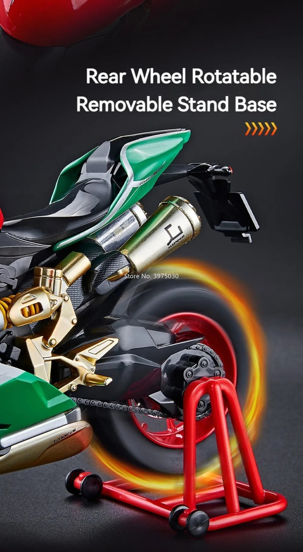 1:9 1299 Motorcycles Car Toy Alloy Diecast Model Rubber Tires with Light Music Spray Miniature Vehicle Kids Children's Day Gifts