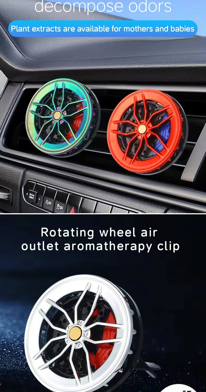 Rotatable Car Air Freshener Clip Auto Wheel Hub & Air Vent Fragrance Tire Fragrance Clips Decorative Car Accessories