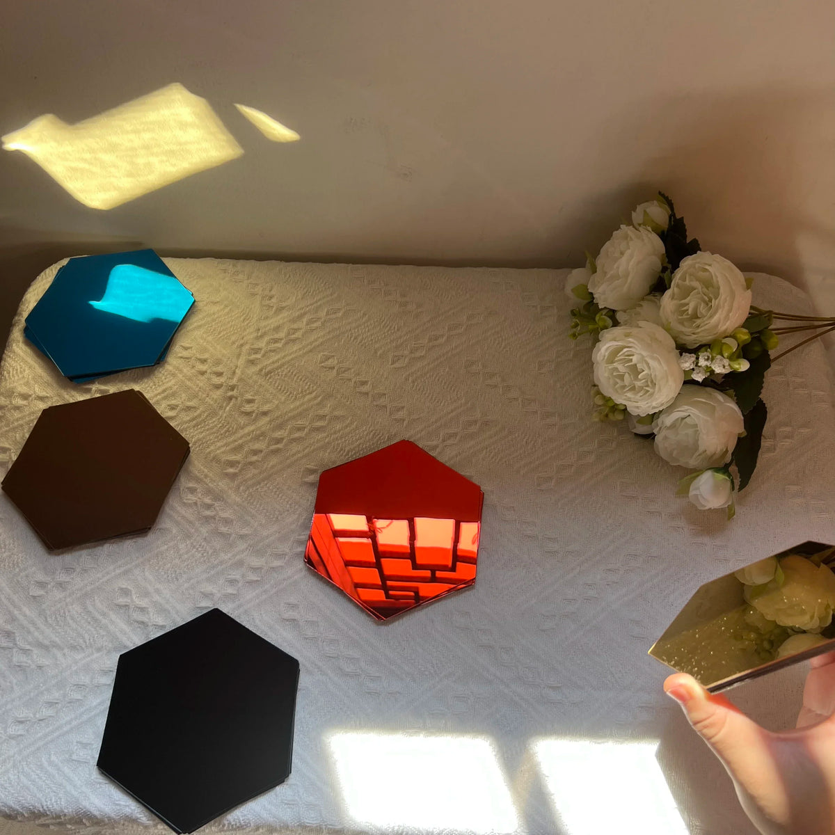 Hexagon Acrylic 3D Mirror Wall Sticker Home Decor DIY Self-adhesive Mirror Decal Decor Stickers Art Wall Decoration Large 6/12pc