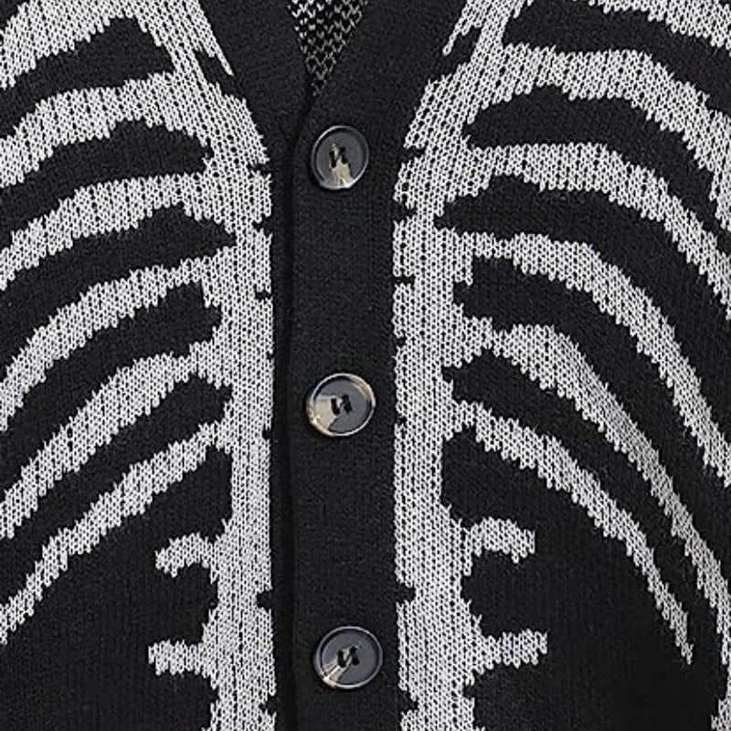 Autumn Winter Knit Sweater Coat 2026 Halloween Skull Knitted Cardigan Women Loose Female V Neck Coat Long Sleeve Tops Jacket
