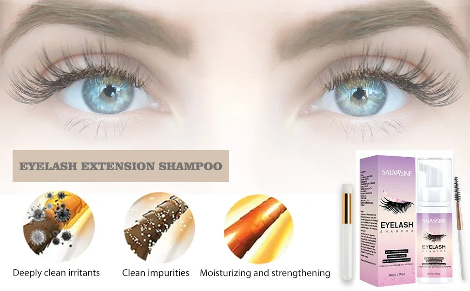5/10PCS 50ML Eyelash Extension Shampoo Foam Mousse Kit Fast Makeup Glue Removal Foam Set Deeply Cleaning With Brush For Women