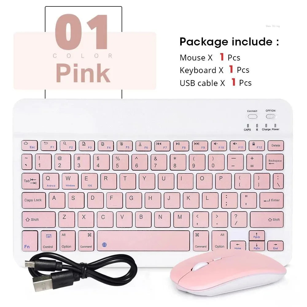 Mini Wireless Bluetooth Mouse 10inch BT Spanish Keyboard For iPad 8 10th 9th generation Phone Tablet Portable For Huawei Android