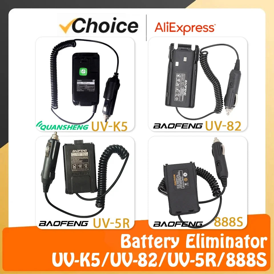 Battery Eliminator For Quansheng UV-K5 Baofeng UV-5R UV-82 BF-888S Car Charger Walkie Talkie UV-K6 UV-K58 UV-K5(8) 5R PLUS UV5R