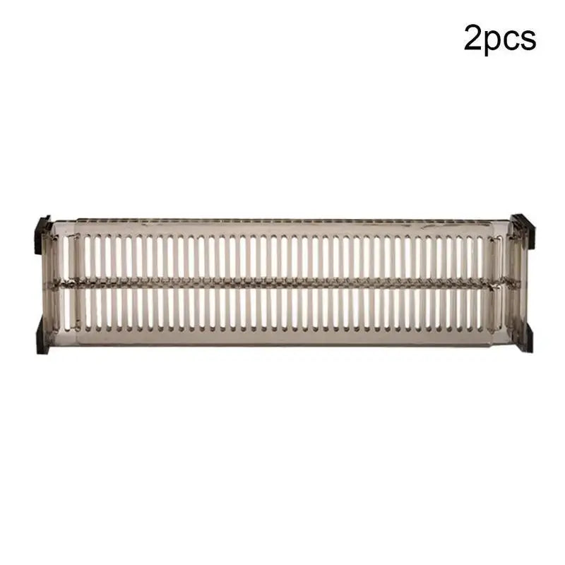 2Pcs Clear Drawer Dividers Organizers Adjustable Cabinet Closet Storage Plastic Drawers Separators for Clothing Kitchen Utensils