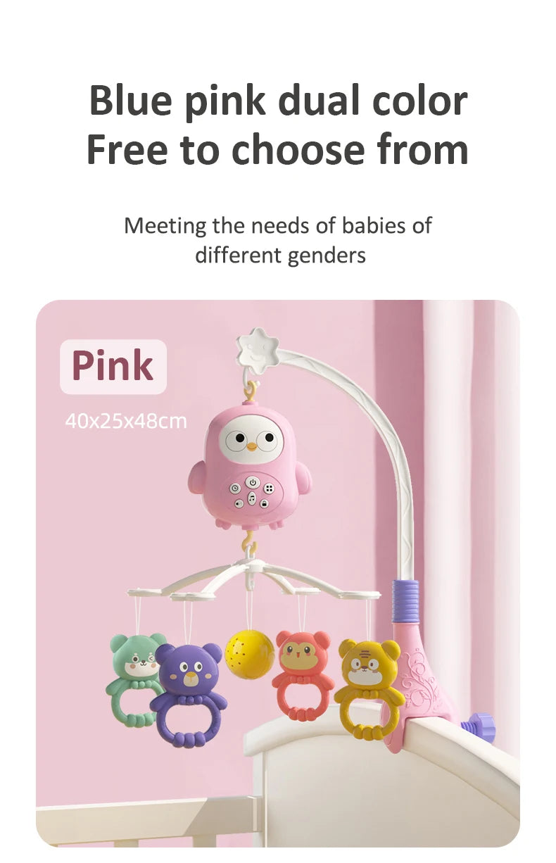 Baby Crib Bell Toys Musical Baby Crib Mobile with Lights Projection for 0-12Months Infants Crib Toys Bed Bell Toy Newborn Gifts
