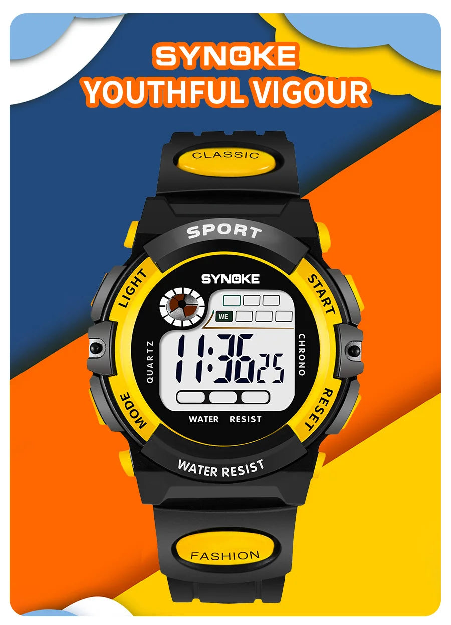 Student Sport Watches For Kids Colorful Electronic Watches Waterproof Clock Children Digital Watch For Boys Fashions Synoke