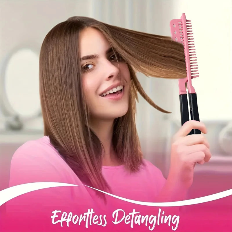 Folding V Type Hair Straightener Brush DIY Hairdress Tool Hairdressing Combs Natural Hair Styling Curling Comb Hair
