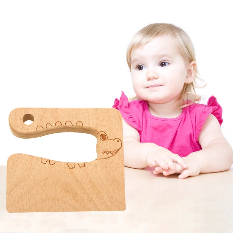 Wooden Montessori Knife Kids Cooking Toys Educational Safe Knives Cut Fruit Basic Toys & Life Skills Kitchen Tools For Toddlers