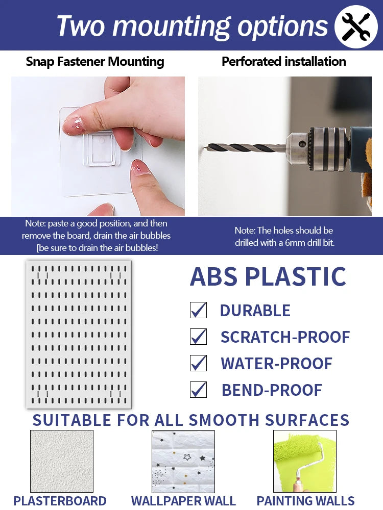Desktop pegboard storage kit: Stand-up clip - on panels, perfect for home office and study storage.