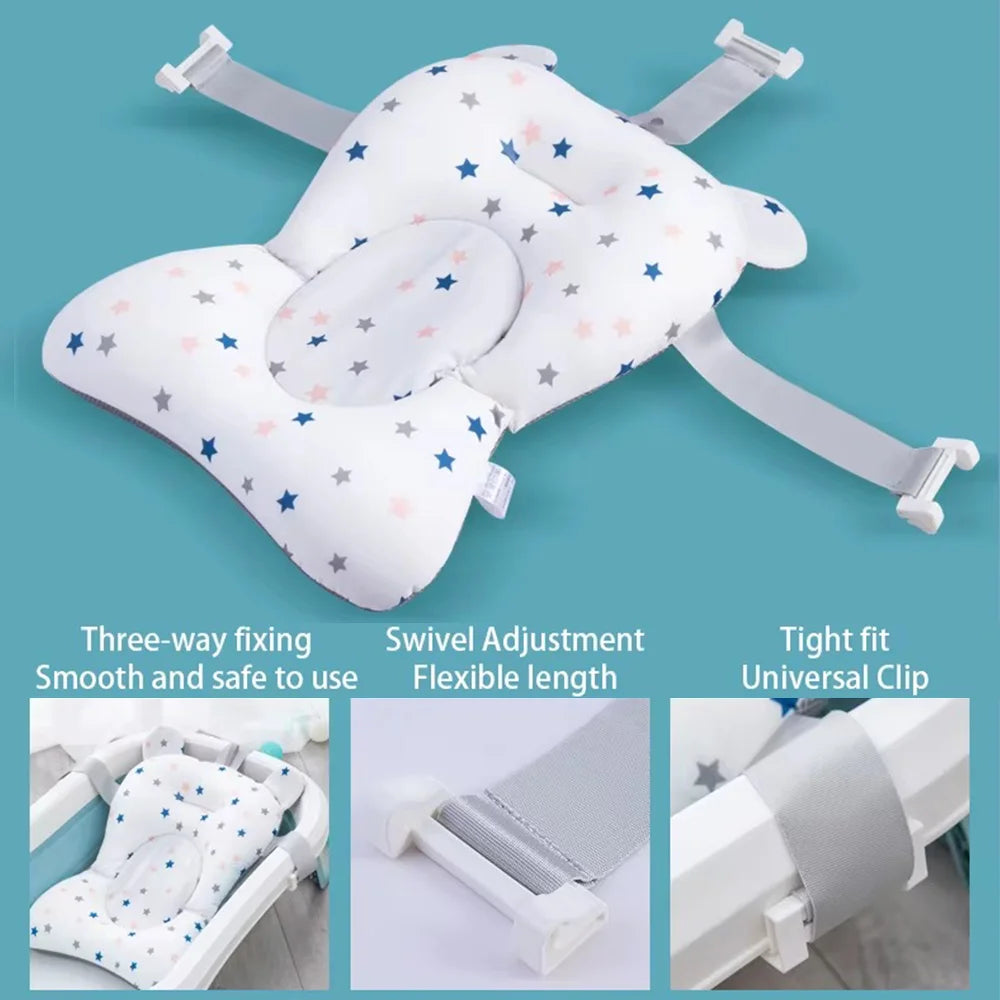 PANGDUBE Baby Bathtub Pad Newborn Bath Support Cushion Adjustable Reclining Shower Seat Bathtub Float for Infants 0-12 Months