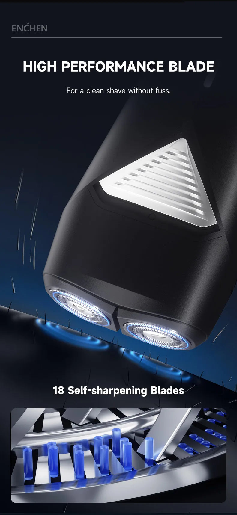 ENCHEN K3 Electric Shaver WIth 2-Direction Flex Heads Type-C Charging Port And Detachable Shaver Head Easy To Clean
