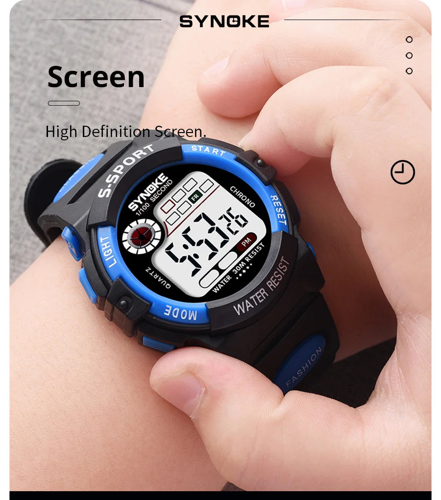 Student Sport Watches For Kids Colorful Electronic Watches Waterproof Clock Children Digital Watch For Boys Fashions Synoke