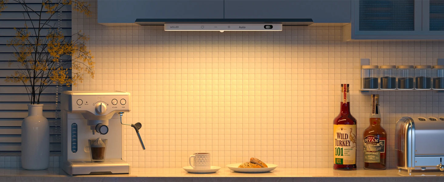 WILLED Under Cabinet Lights Rechargeable Battery Display 60 LED Touch Light Bar Motion Sensor Light Closet Light Night Lights