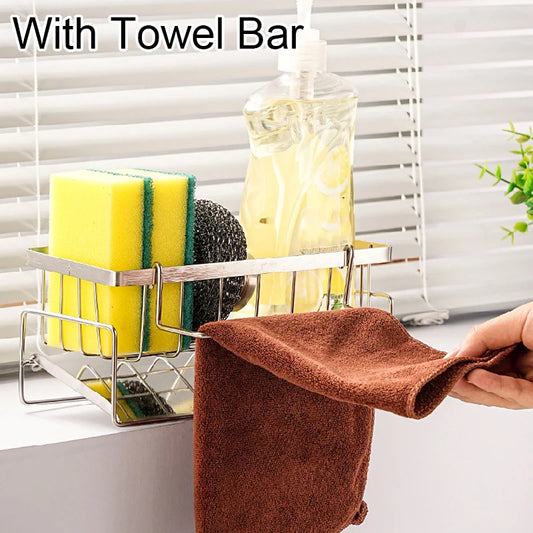 Sink Cleaning Tools Storage Rack Kitchen Multifunctional Stainless Steel Drain Rack for Sponge Cleanser Organizer Rag Hanger