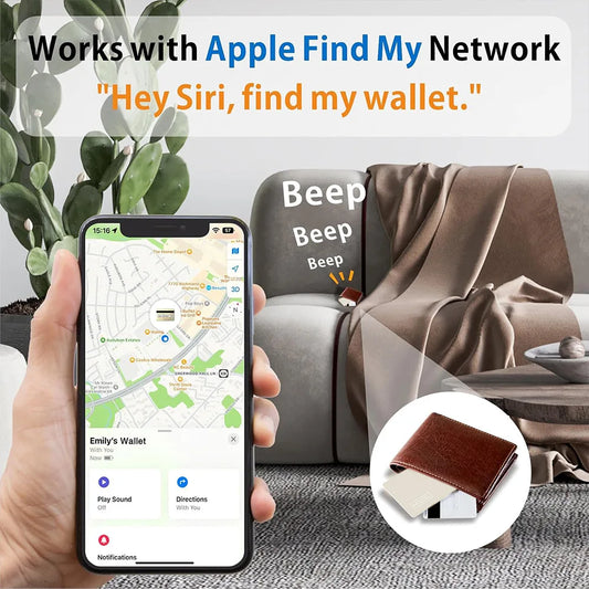 Airtag Card Wallet Tracker Thin 1.6mm, Rechargeable Air Tag Compatible with Find My (iOS Only), Item Finder Locator for Luggage