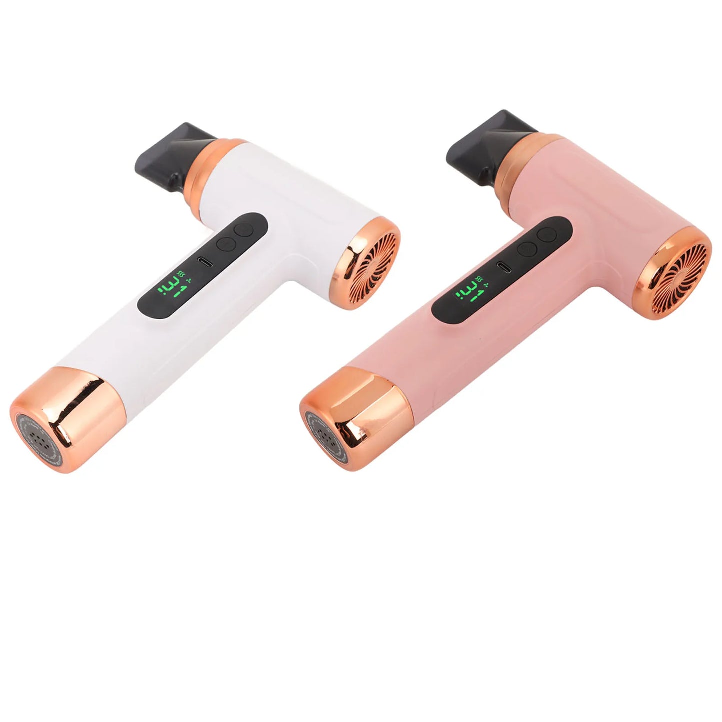 Portable Hair Dryer USB Charging Ergonomic Grip Hot and Cold Air Hair Dryer 200W Fast Drying Lightweight with Nozzle for Travel