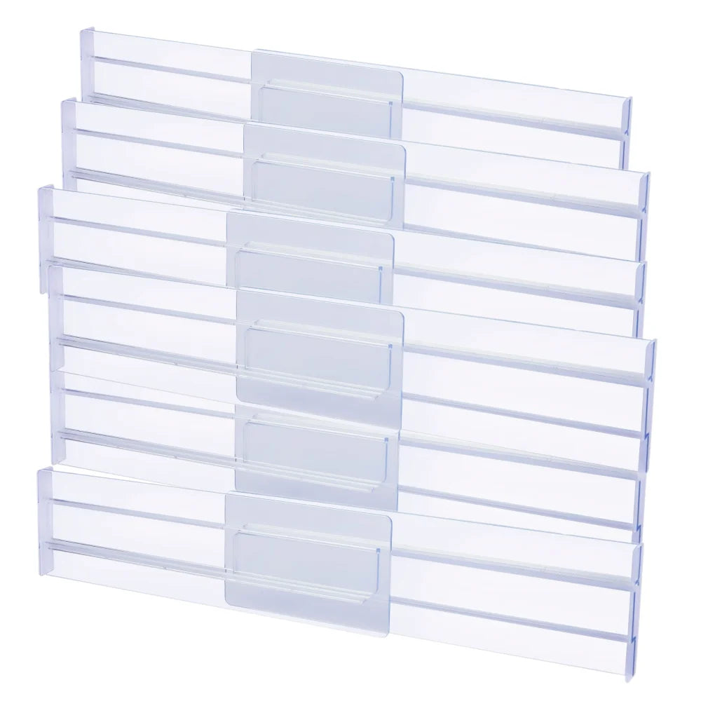 Drawer Dividers Organizers 8 Pack, Adjustable Kitchen Drawer Storage, Clear Plastic Drawers Separators for Clothing
