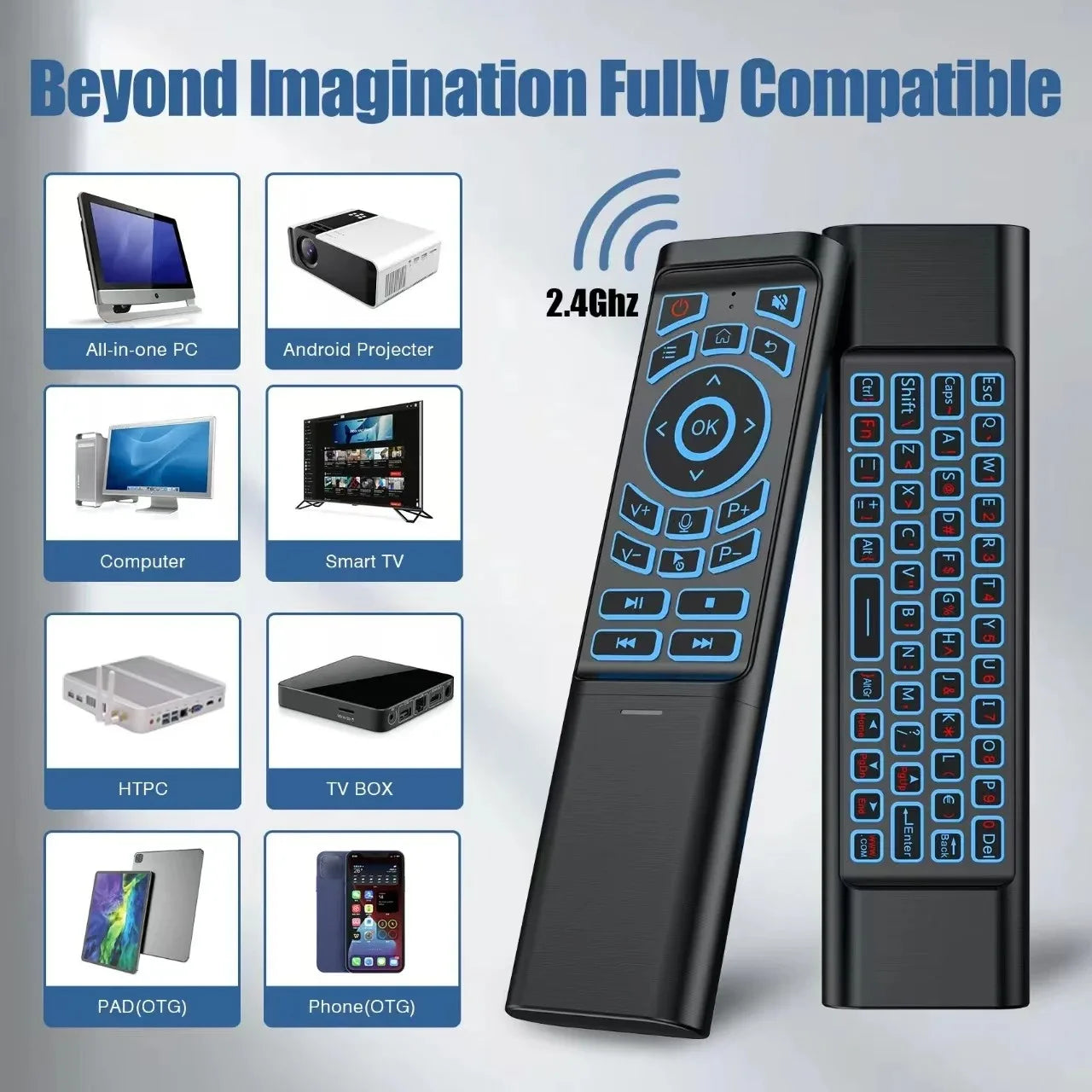 Air Mouse Remote Control Gyroscope 7 Color Backlit Dual Mode BT5.2 2.4G Wireless Keyboard Mouse For PC Android Smart TV Box