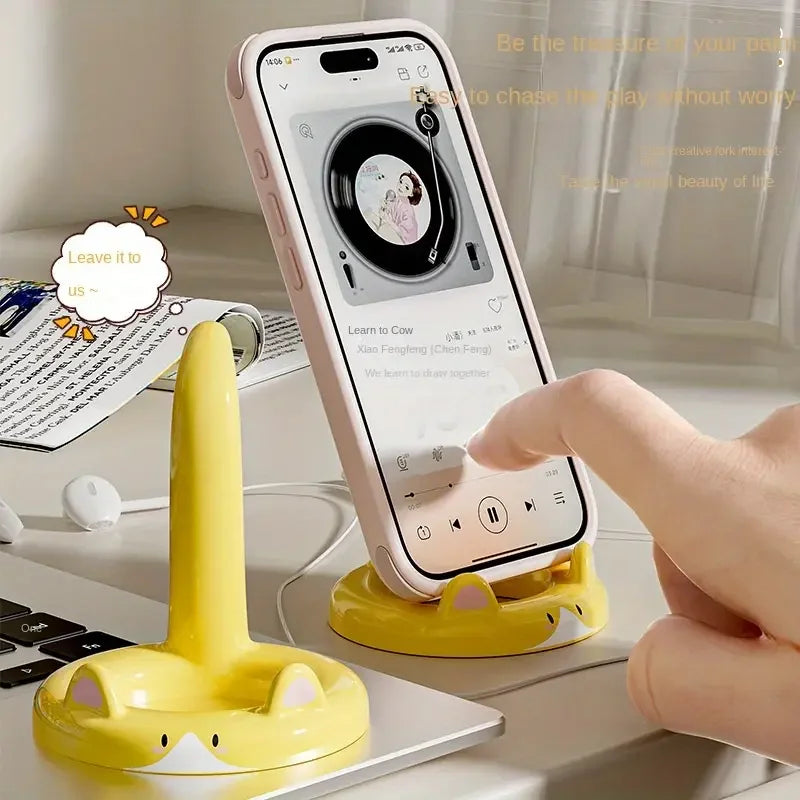 Cartoon Cat Phone Stand – Adjustable Angle, Cute Desktop Holder for Watching Videos & Calls – Fits Most Smartphones