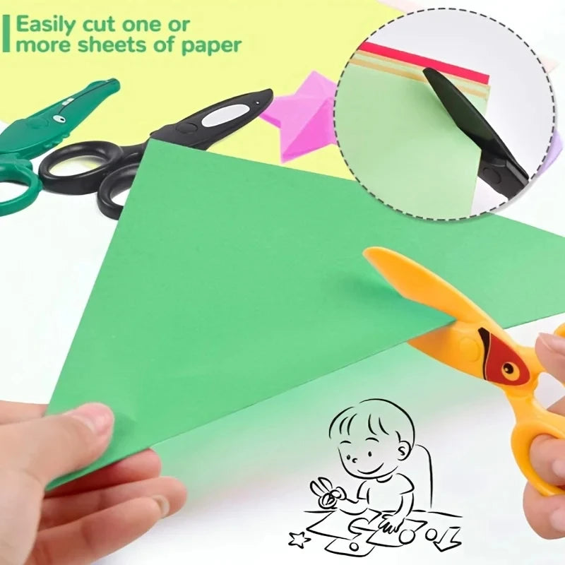 Kids Safe Scissors, Preschool Training Plastic Scissors with Cute Animal Design, Child-Friendly Craft DIY Tool for Art Home Use
