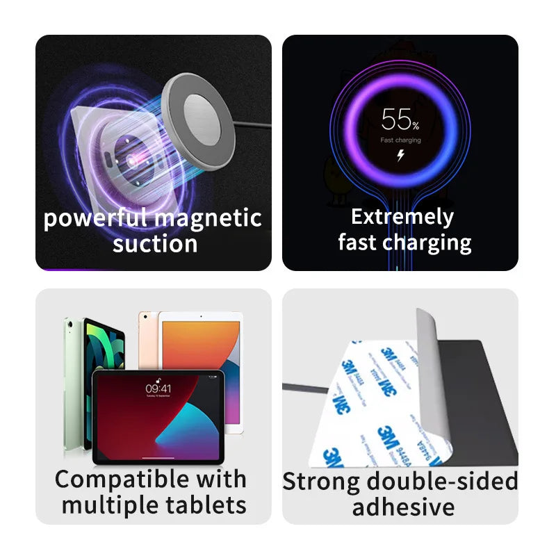 Wall Mounted Tablet Holder Wireless Charger Magnetic Bracket Type-C USBC for Android iPad Home Central Control Panel Accessories