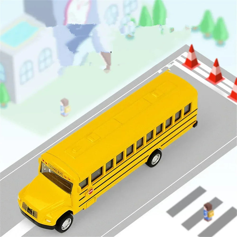 1/64 Diecast Alloy City Bus Pull Back Cars Kids Toy Car Inertia Vehicle Model Toy Educational Toys for Children Gift Boys Toys