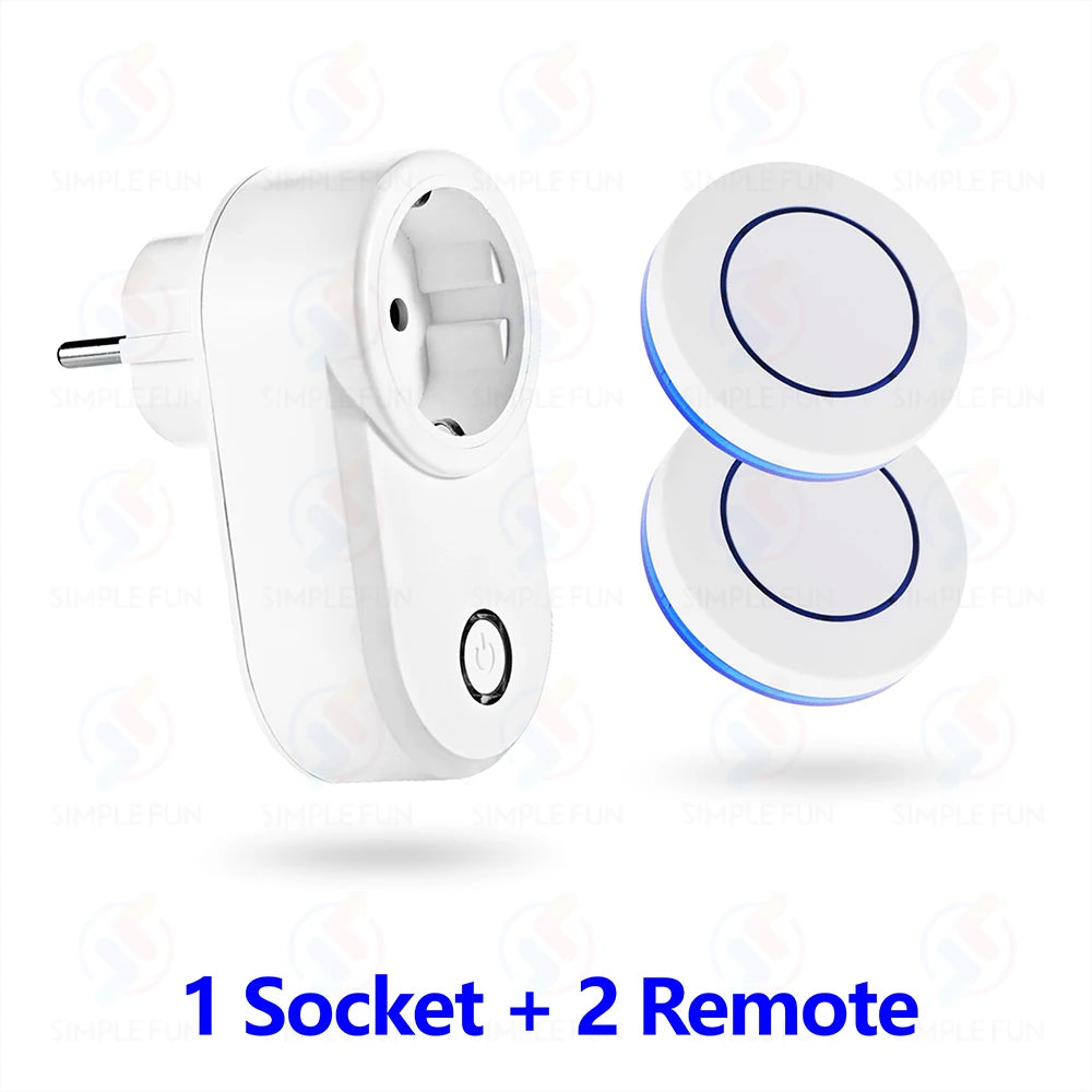 Wireless Remote Control Socket 220V 110V EU FR Smart Plug,50m Control Range,Power Outlet 15A for Home Appliance Light Fan