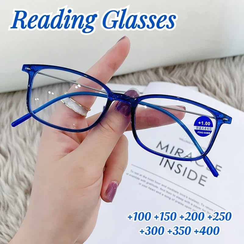 Anti-Blue Light Reading Glasses Full Frame Glasses for men and women radiation protection Square Optical Computer Glasses
