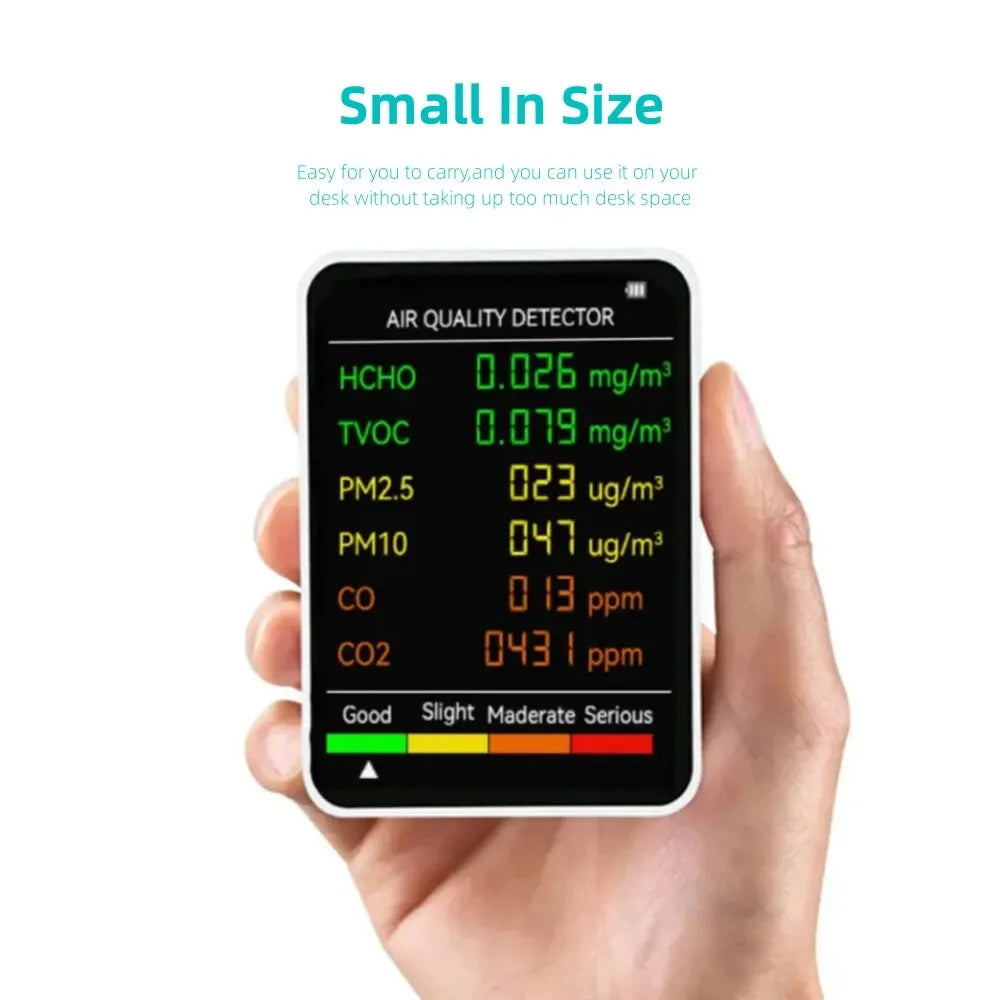6 In 1 Air Quality Monitor Multifunctional Automatic Display Indoor Office Wall Hanging Screen Display Air Detector Household