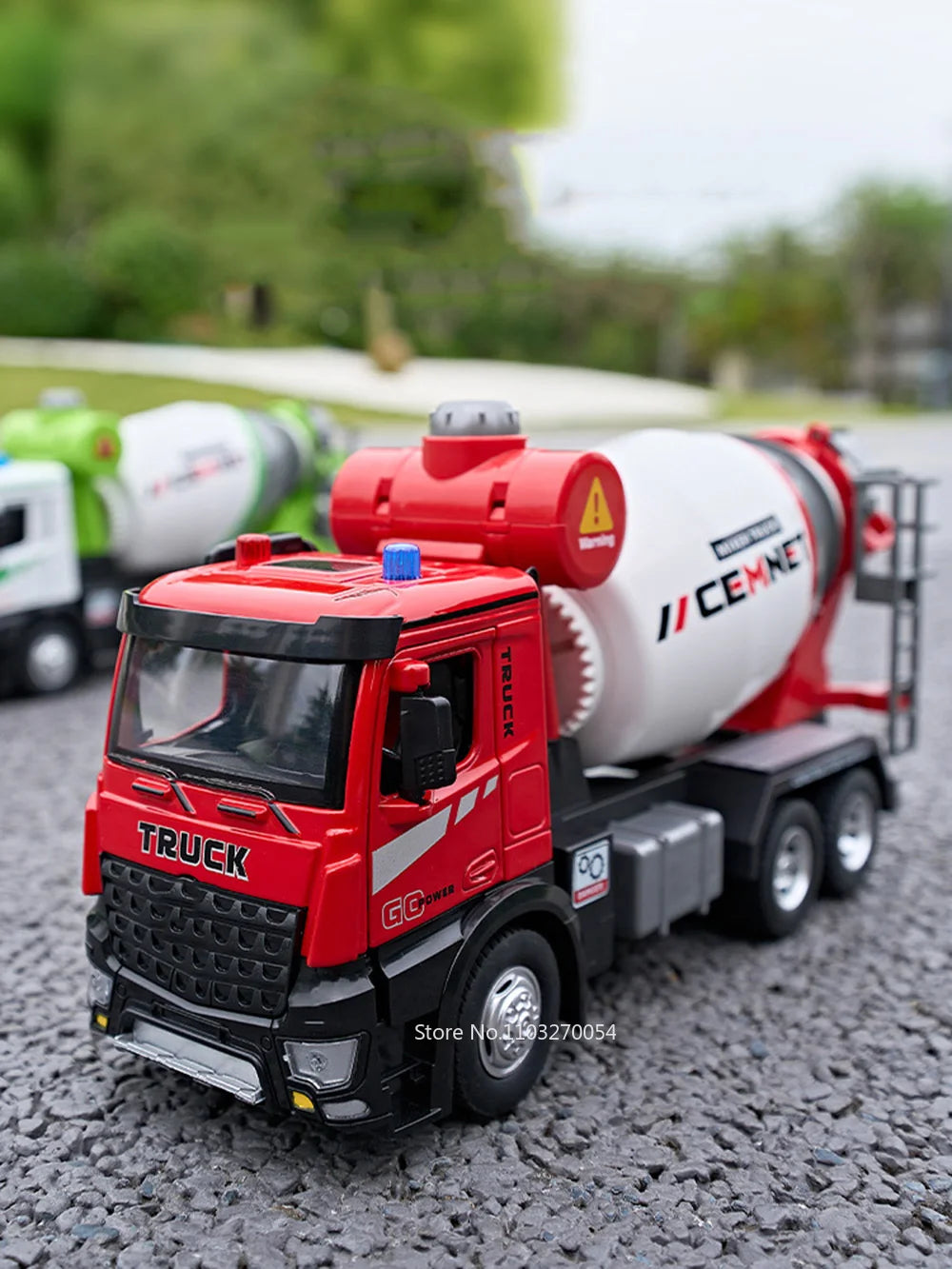 1/24 Electric Mixer Truck Toys Model Car Alloy Diecast Engineering Vehicles Doors Opened Sound Light Pull Back Toy Gift for Kids