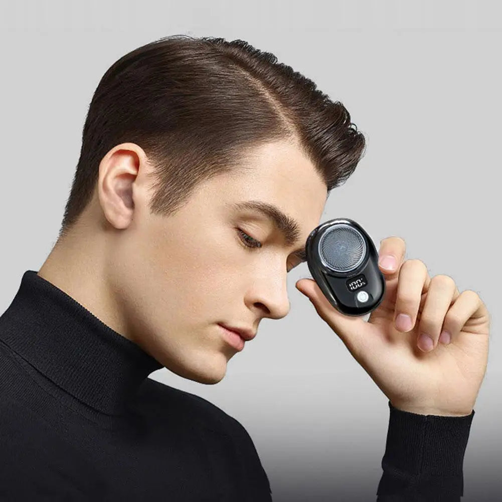 Mini Electric Razor Shaver for Men Vehicle Mounted Shave with Digital Display Cordless Travel Pocket Shaver Face Beard Trimmer