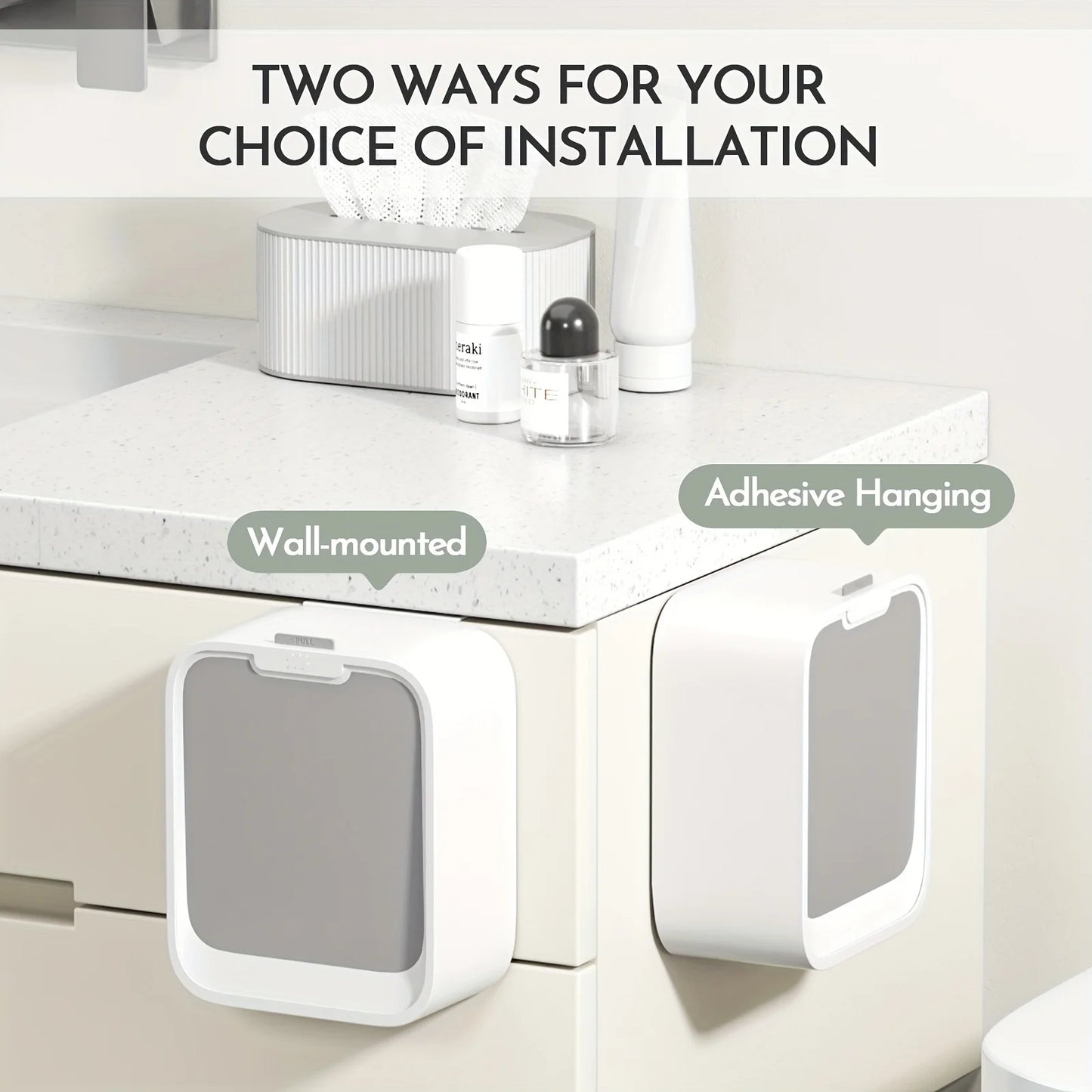 Hanging Trash Can,Motion Sensor Waste Bin Wall Mounted Smart Sensor Trash Bin with Lid for Kitchen Cabinet Door Under Sink