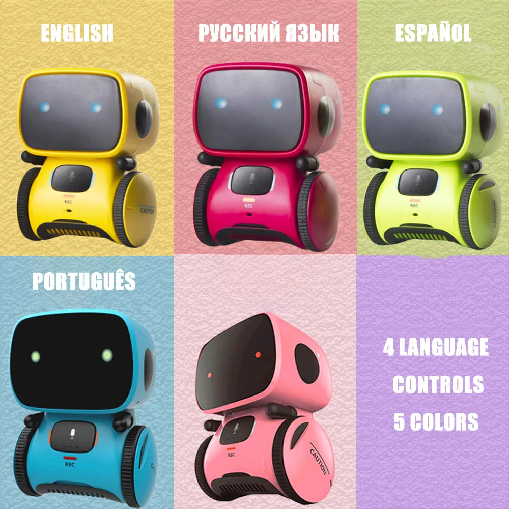 Emo Robot Intelligent Robots Russian & English & Spanish Version Voice & Touch control Toys Interactive Educational Children's G