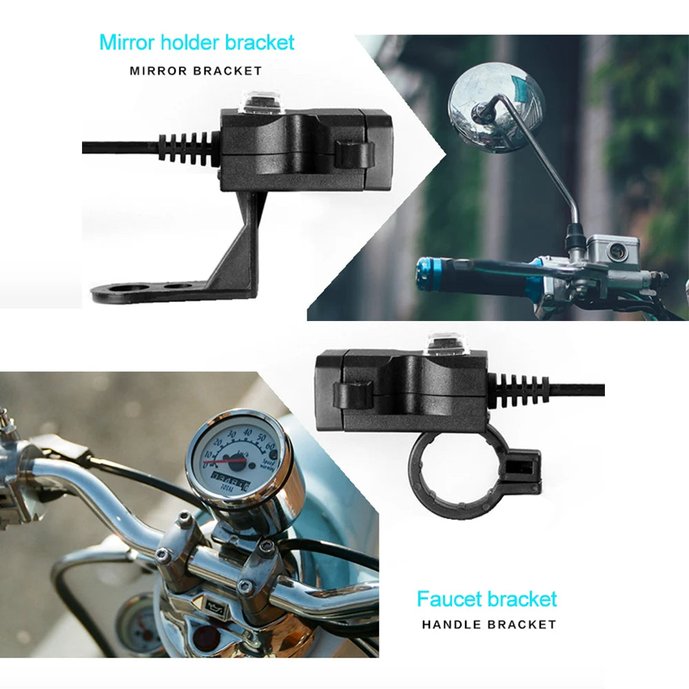 Updated Motorcycle Dual USB Charger with ON/OFF Switch Waterproof Motorbike Handlebar Phone Charger Fast Charging Socket