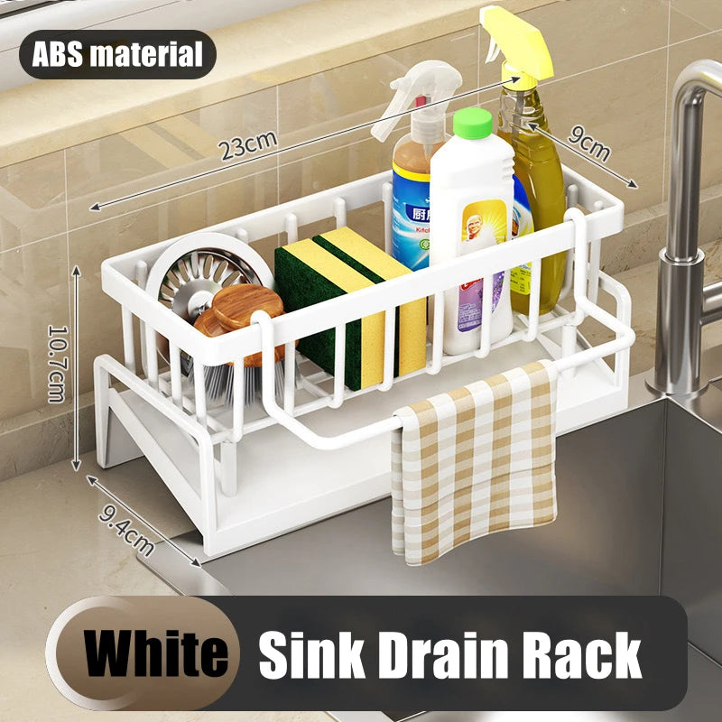Kitchen Sink Drain Rack Organizer Carbon steel Self-draining Sink Shelf Soap Sponge Holder Dishcloth Towel Rack filter basket