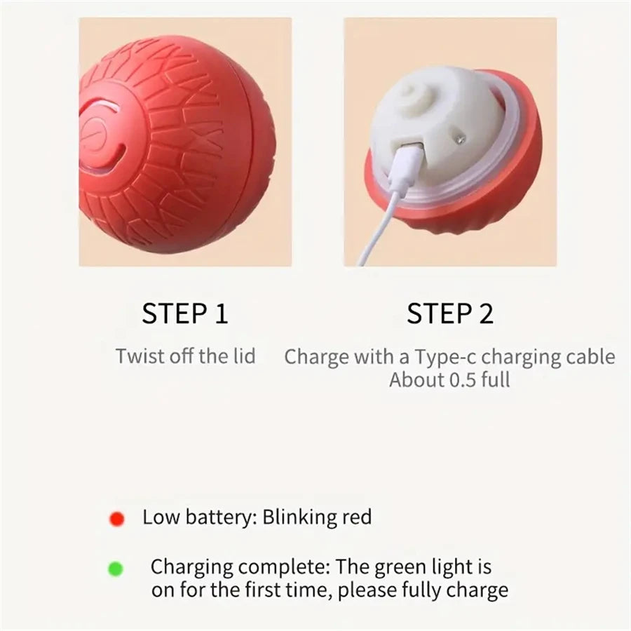 Smart Dog Toys Ball Electronic Interactive Cat Toy Pet Jump and Rolling Ball USB Automatic Moving Bouncing for Large Medium Dogs