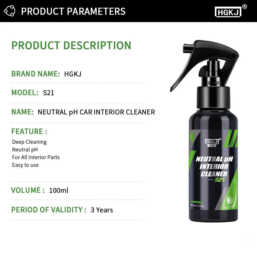 Interior Cleaner Car Neutral Ph Water-free Foam Spray Dust Remover Seat Roof Dash Cleaning HGKJ S21
